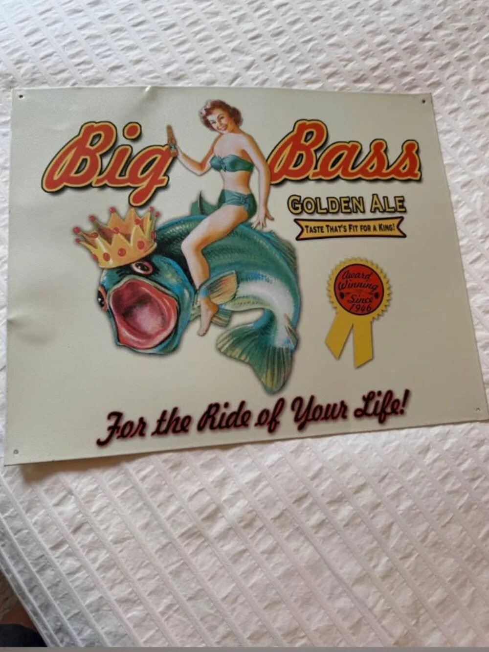 Vintage Big Bass Golden Ale Sign-- Like or Make an Offer 4 Discounted Shipping!